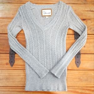Vintage Havana Wide V-neck Sweater Grey-Beige S